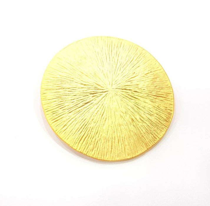 Striped Round Pendant Gold Plated Metal Pendant (52mm)  G10732