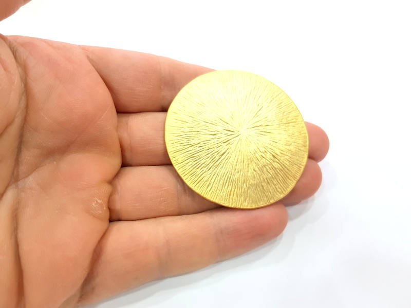 Striped Round Pendant Gold Plated Metal Pendant (52mm)  G10732