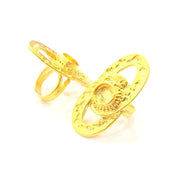 Gold Ring Settings Blank inlay Ring Mosaic Ring Bezel Base Cabochon Mountings Adjustable (10mm blank ) Gold Plated Brass G10733