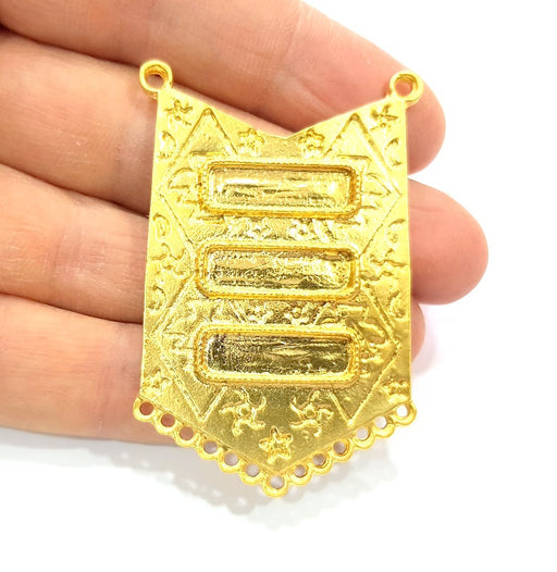 Gold Pendant Blank Gold Plated Metal Pendant (59x37mm)  G10734