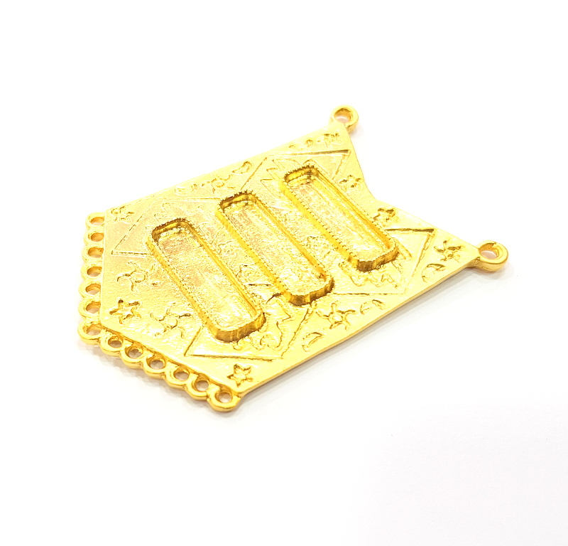Gold Pendant Blank Gold Plated Metal Pendant (59x37mm)  G10734