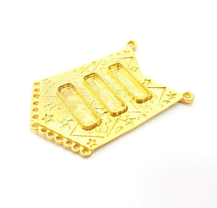 Gold Pendant Blank Gold Plated Metal Pendant (59x37mm)  G10734