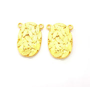 2 Leaf Charm Gold Plated Metal Charms  (28x18mm)  G10735