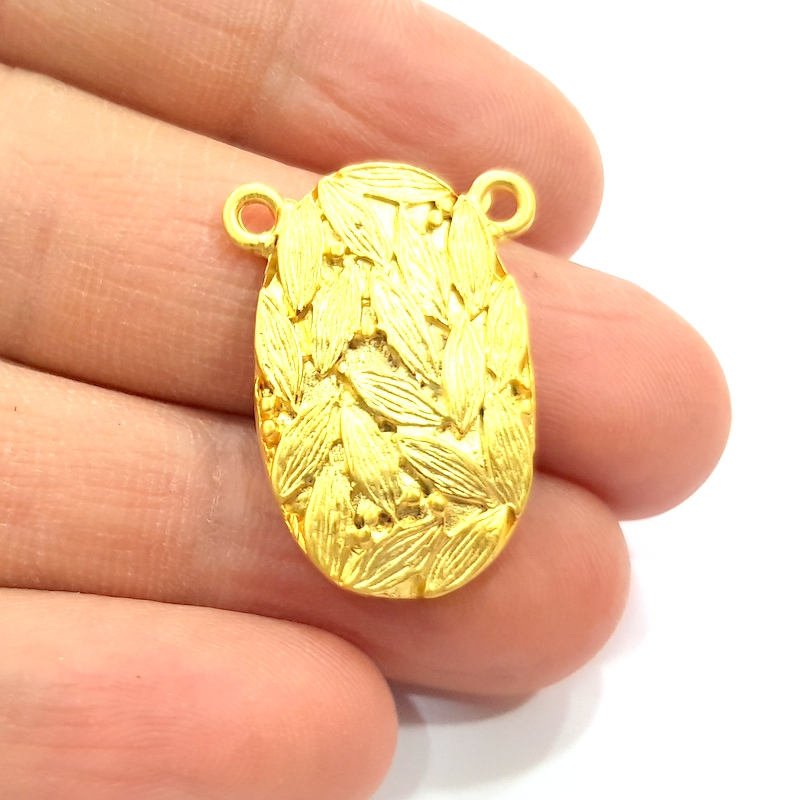 2 Leaf Charm Gold Plated Metal Charms  (28x18mm)  G10735