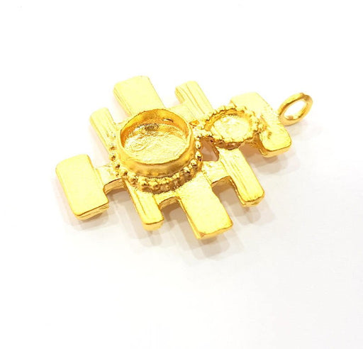 Gold Pendant Blank Mosaic Base inlay Blank Necklace Blank Resin Blank Mountings Gold Plated Brass ( 10mm blank ) G10739