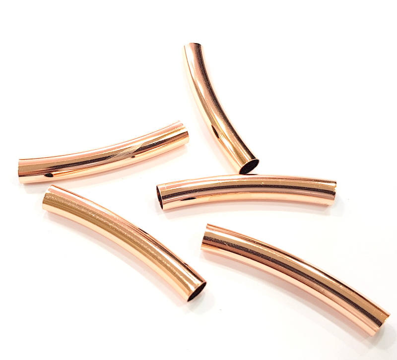 5 Rose Gold Tube Rose Gold  Plated Brass Findings (40x5 mm) G10777