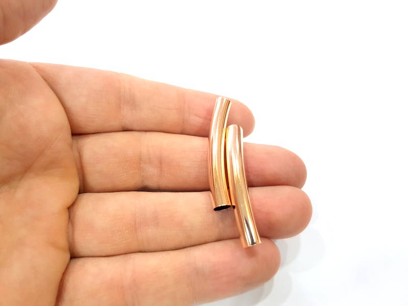5 Rose Gold Tube Rose Gold  Plated Brass Findings (40x5 mm) G10777