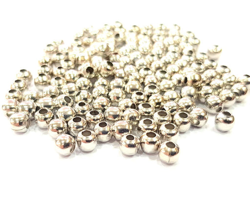 20 Shiny Silver Ball Beads Shiny Silver Color Metal Findings (5 mm)  G10779