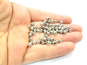 20 Shiny Silver Ball Beads Shiny Silver Color Metal Findings (5 mm)  G10779