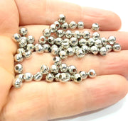 20 Shiny Silver Ball Beads Shiny Silver Color Metal Findings (5 mm)  G10779