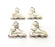4 Roller Skates Charms Antique Silver Plated Metal (17x17mm) G10813