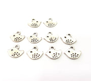 20 Bird Charms Antique Silver Plated Metal (10x10mm) G10814