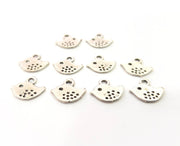20 Bird Charms Antique Silver Plated Metal (10x10mm) G10814