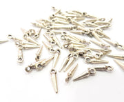 20 Spike Charms Silver Charms Antique Silver Plated Metal (14x3mm) G10817