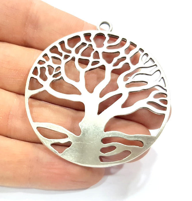 Tree Pendant Silver Pendant Antique Silver Plated Metal (54mm) G10819