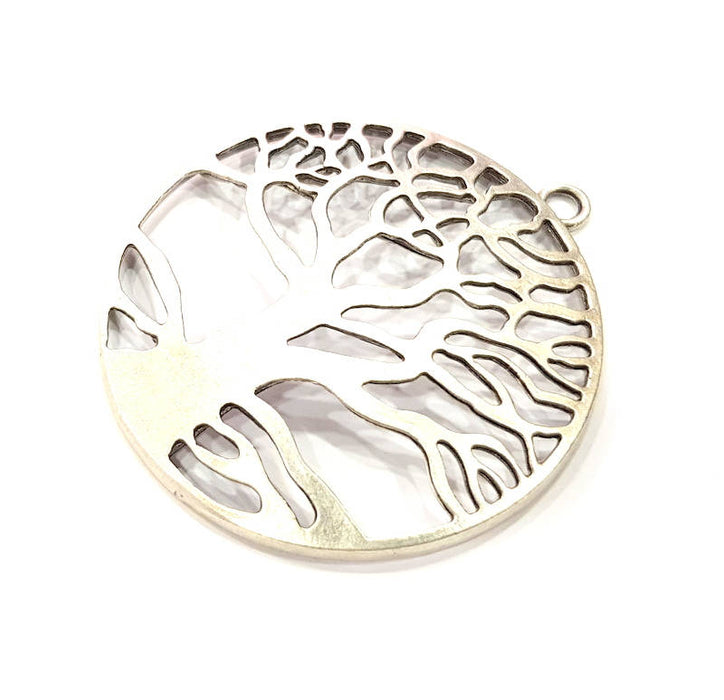 Tree Pendant Silver Pendant Antique Silver Plated Metal (54mm) G10819