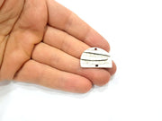 12 Half circle with stripes Charms Connector Silver Charms Connector Antique Silver Plated Metal (28x20mm) G10823