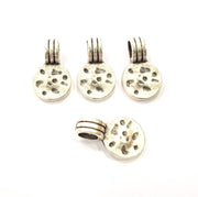 6 Hammered Flake Charm Antique Silver Plated Metal (22x13mm) G10828