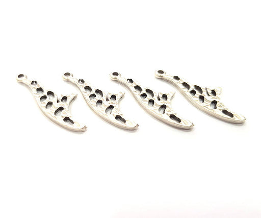 8 Silver Charms Antique Silver Plated Metal (30x11mm) G10829