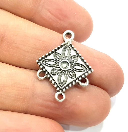 6 Silver Connector Charms Antique Silver Plated Metal (27x20mm) G10834