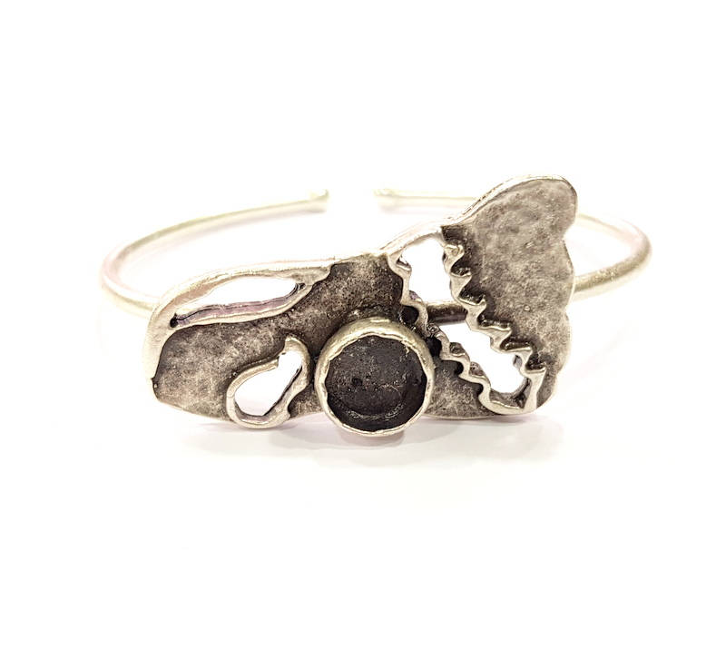 Silver Bracelet Blanks Bangle Blanks Cuff Blanks Adjustable Bracelet Blank Antique Silver Plated Brass ( 10mm Blanks ) G10835