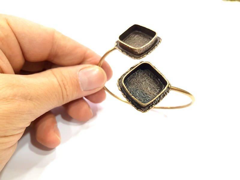 Bangle Blanks Antique Bronze Bracelet Blanks Cuff Blanks Adjustable Bracelet Blank Antique Bronze Plated Brass (18x18mm and 18x18mm ) G10852