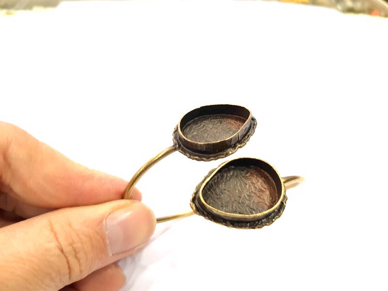 Bangle Blanks Antique Bronze Bracelet Blanks Cuff Blanks Adjustable Bracelet Blank Antique Bronze Plated Brass (24x17mm and 24x17mm ) G10859