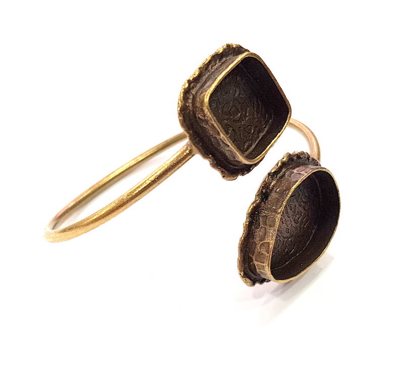 Bangle Blanks Antique Bronze Bracelet Blanks Cuff Blanks Adjustable Bracelet Blank Antique Bronze Plated Brass (14x14mm and 24x17mm ) G10860