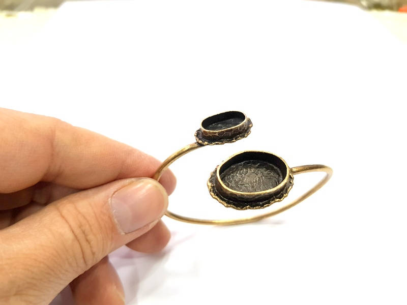 Bangle Blanks Antique Bronze Bracelet Blanks Cuff Blanks Adjustable Bracelet Blank Antique Bronze Plated Brass (14x10mm and 20x14mm ) G10865