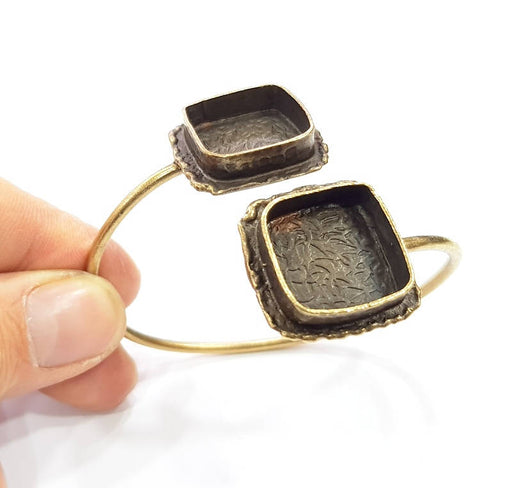 Bangle Blanks Antique Bronze Bracelet Blanks Cuff Blanks Adjustable Bracelet Blank Antique Bronze Plated Brass (18x18mm and 18x18mm ) G10870