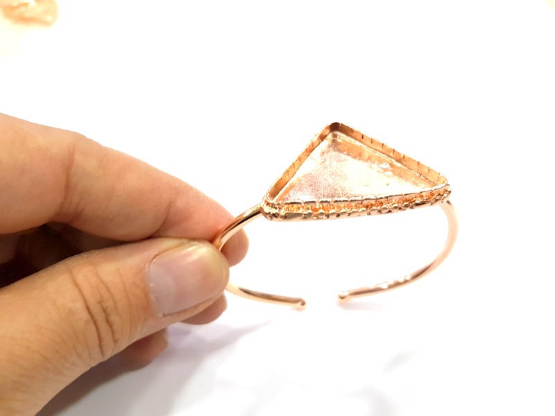 Rose Gold Bracelet Blanks Bangle Blanks Cuff Blanks Adjustable Bracelet Blank Rose Gold Plated Brass (35x24mm Blanks ) G10883