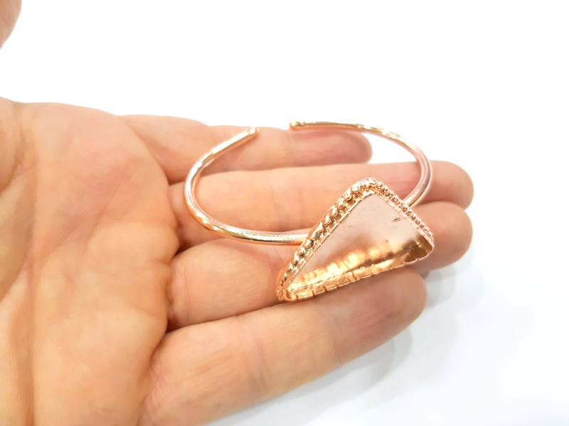 Rose Gold Bracelet Blanks Bangle Blanks Cuff Blanks Adjustable Bracelet Blank Rose Gold Plated Brass (35x24mm Blanks ) G10883