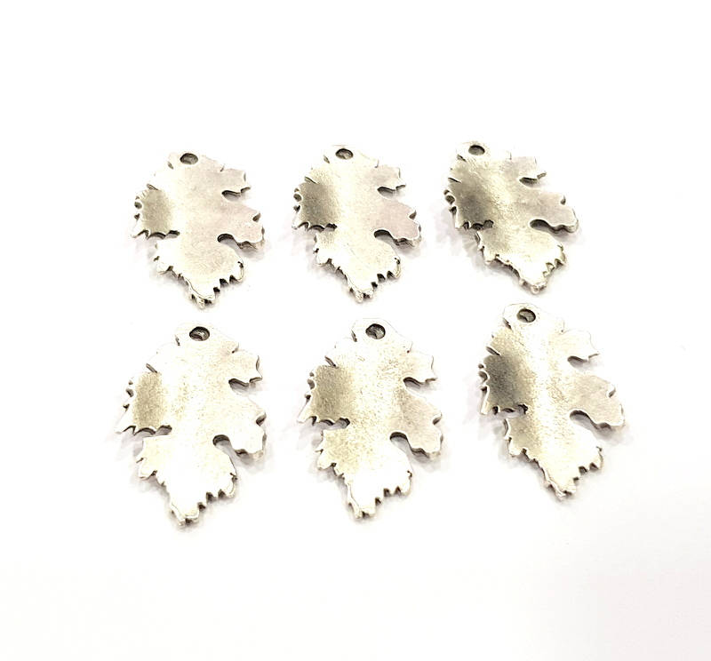 6 Leaf Charms Silver Charms Antique Silver Plated Metal (26x15mm) G10890