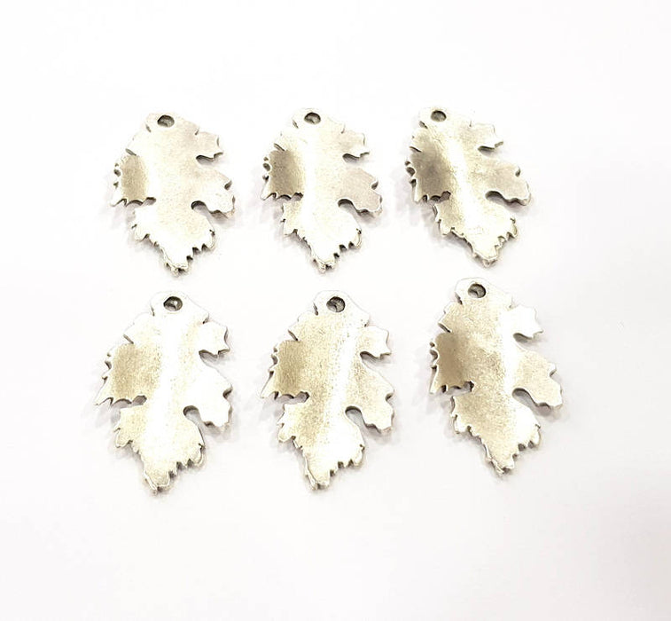 6 Leaf Charms Silver Charms Antique Silver Plated Metal (26x15mm) G10890