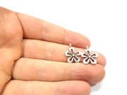 10 Flower Charms Silver Charms Antique Silver Plated Metal (18x14mm) G10892
