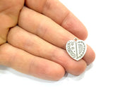 8 Heart Charms Silver Charms Antique Silver Plated Metal (20x17mm) G10895