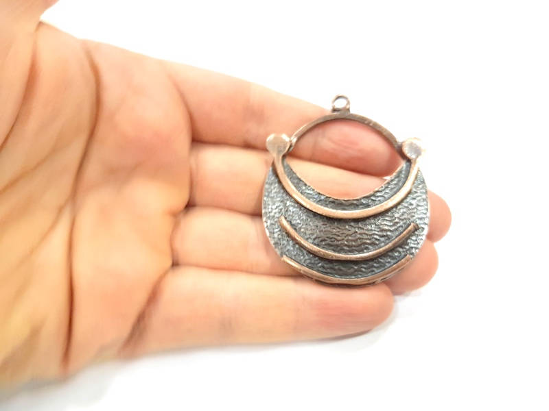 Copper Round Pendant Antique Copper Pendant Antique Copper Plated Metal (58x47mm) G10897