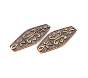 2 Patterned Connector Charm Antique Copper Charm Antique Copper Plated Metal (38x15mm) G10899