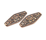2 Patterned Connector Charm Antique Copper Charm Antique Copper Plated Metal (38x15mm) G10899