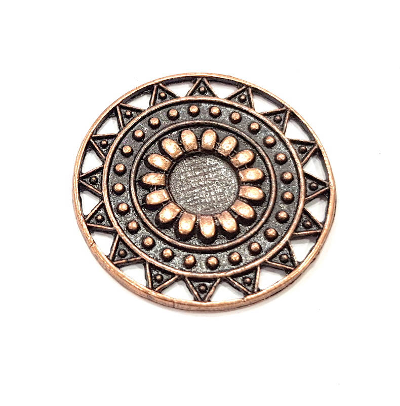 2 Copper Round Connector Charm Antique Copper Charm Antique Copper Plated Metal (37mm) G10903
