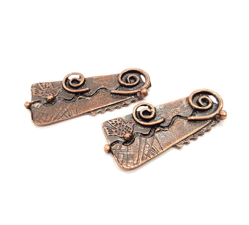 2 Copper Charm Antique Copper Charm Antique Copper Plated Metal (46x20mm) G16446