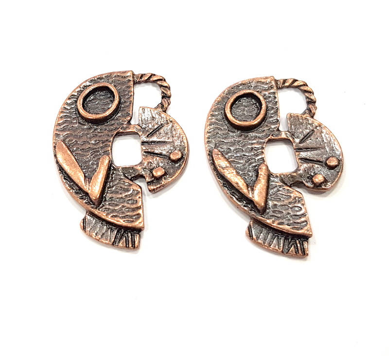 2 Copper Charm Antique Copper Charm Antique Copper Plated Metal (40x27mm) G13726