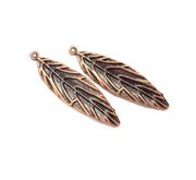 4 Copper Leaf Charm Antique Copper Charm Antique Copper Plated Metal (46x13mm) G10924