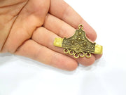 2 Antique Bronze Connector Charm Antique Bronze Plated Metal  (53x41mm) G10929