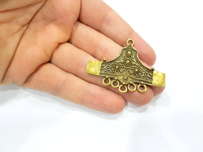 2 Antique Bronze Connector Charm Antique Bronze Plated Metal  (53x41mm) G10929
