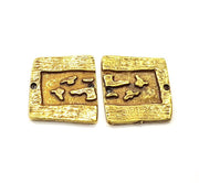 2 Antique Bronze Connector Charm Antique Bronze Plated Metal  (25x21mm) G10934