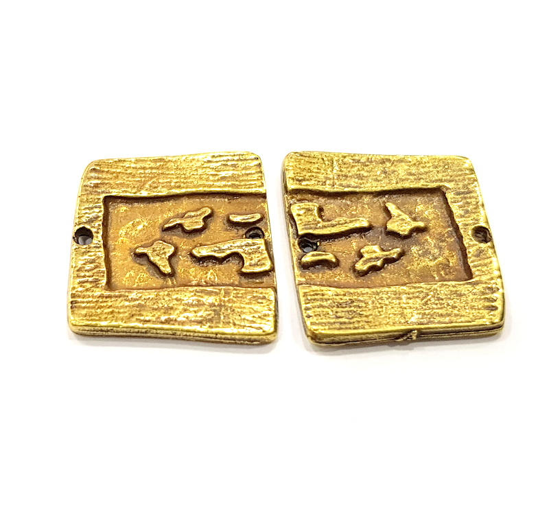 2 Antique Bronze Connector Charm Antique Bronze Plated Metal  (25x21mm) G10934