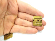 2 Antique Bronze Connector Charm Antique Bronze Plated Metal  (25x21mm) G10934