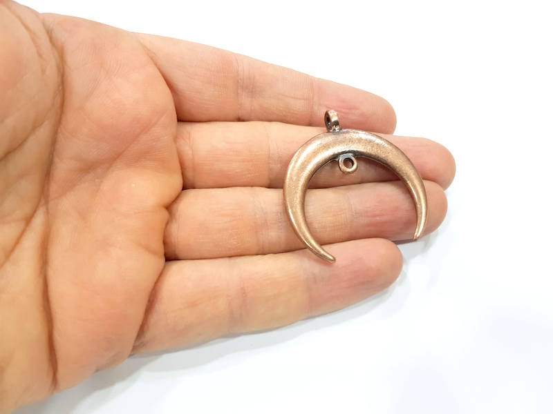 Crescent Charm Moon Charm Antique Copper Charm Antique Copper Plated Metal (41x38mm) G11842