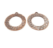 4 Copper Circle Charm Antique Copper Charm Antique Copper Plated Metal (33mm) G10943